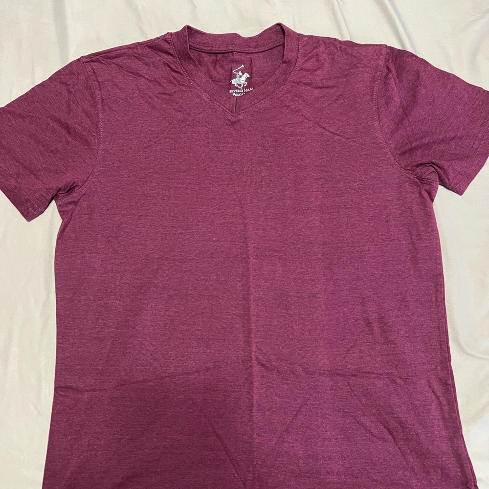 Men's Maroon Beverly Hills Polo Club V-Neck T-Shirt